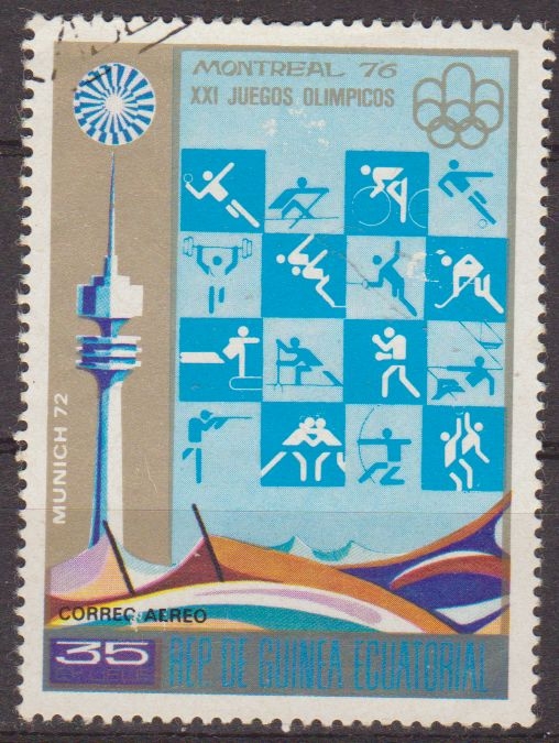 Guinea Ecuatorial 1975 Sello * Juegos Olimpicos 06 Cartel Munich 1972 35ek Guinée Equatoriale Preobliteré Matasello de favor Preobliterado 